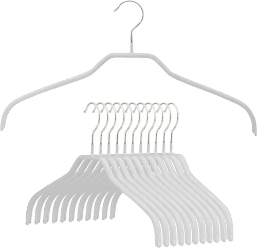 Mawa by Reston Lloyd Silhouette Series - Percha antideslizante que ahorra espacio para camisas y vestidos, estilo 41/F, juego de 12, color blanco