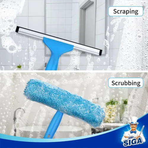 Miniatura 3 de MR.SIGA Poste de extensión de 54.3 pulgadas de largo, poste de aluminio ajustable de 4 piezas para escobilla de ventana