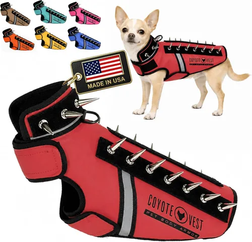 Miniatura 12 de CoyoteVest SpikeVest - Chaleco de arnés para perro, accesorios reflectantes para perros con púas para proteger a tu mascota de ataques de Raptor