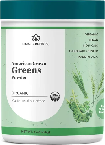 Greens Superfood en polvo, cultivado en Estados Unidos, col rizada orgánica, hierba de cebada, pasto de trigo, sin azúcar, 8 onzas, fabricado en
