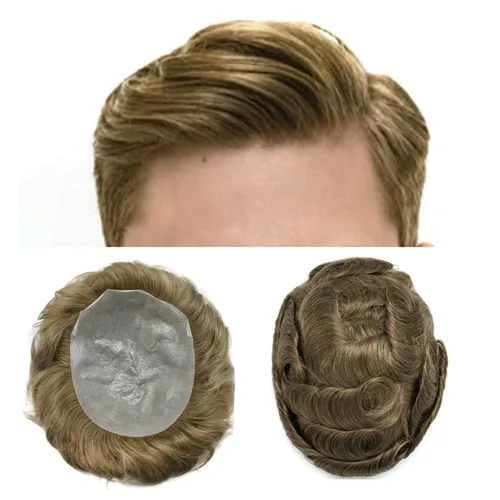 Toupee - Sistemas de cabello humano para hombre, 0.002 in, piel ultrafina para hombre, tupé en V, polivinílico de poliuretano natural, piezas de