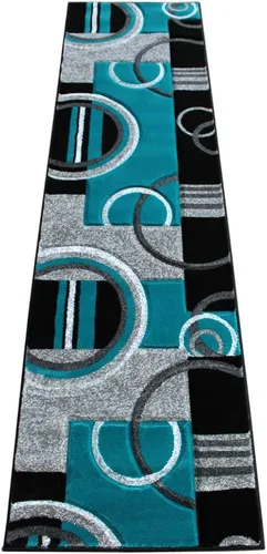 Miniatura 9 de Masada Rugs, Sophia Collection - Alfombra de área tallada a mano, moderna, contemporánea, rojo, gris, blanco, negro (2 pies x 7 pies 3 pulgadas)