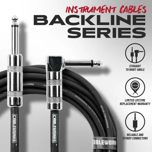 Miniatura 5 de Cableworks de Gator Cases Serie Backline, Cable de Instrumento de Guitarra de 5 Pies, Recto a Ángulo Recto (GCWB-INS-05RA)