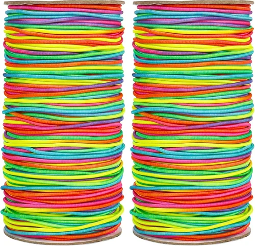 Miniatura 16 de Cordón Elástico Blanco, 328 Pies 2mm de Hilo Elástico para Pulsera, Collar, Fabricación de Joyería, Cuentas y Manualidades
