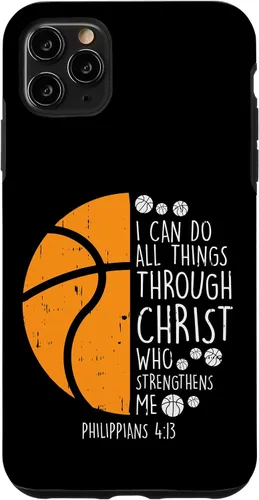 Miniatura 12 de iPhone 11 Baloncesto I can do things Biblia Verso Dios Jesús estuche de regalo