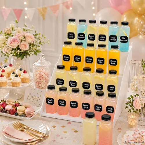Miniatura 5 de Paquete de 6 botellas de vidrio de 8 onzas, botellas de agua cuadradas de vidrio de 8.5 fl oz con tapas, tarros vacíos reutilizables con etiquetas