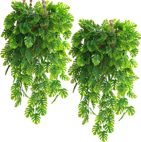 Miniatura 15 de Vid colgante artificial, hojas verdes de hiedra sintética, cadena de plástico, follaje, ratán, sauce, plantas, guirnalda de hojas de vegetación