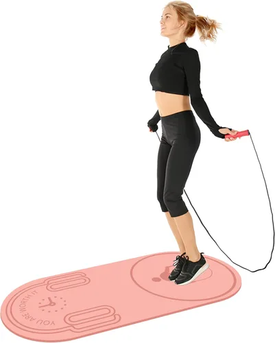 Miniatura 9 de Alfombrilla antideslizante para saltar con cuerda de absorción de impactos, para adultos y niños, para el hogar, interior, entrenamiento, ejercicio