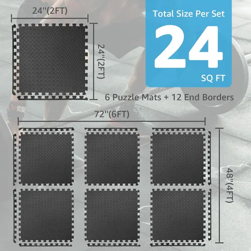 Miniatura 2 de Art3d Eva Puzzle - Alfombrillas de ejercicio de espuma de 24 x 24 x 1/2 pulgadas de grosor para gimnasios, pisos, entrenamiento, equipos