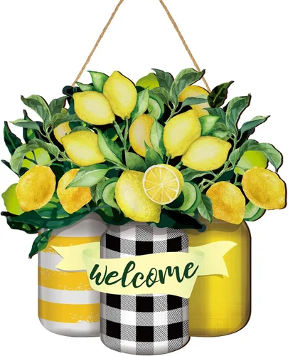 Miniatura 9 de Karenhi Letrero de madera con texto en inglés «Hello Summer» de bienvenida para puerta delantera, colgador de madera, letrero de puerta de verano