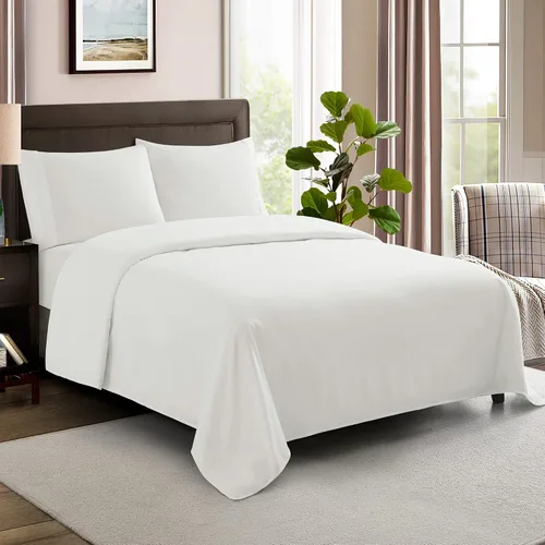 Sábanas de tamaño Queen 100% algodón, hechas en Egipto, suaves de 600 hilos para colchón de cama tamaño Queen, juego de sábanas y fundas de Blanco