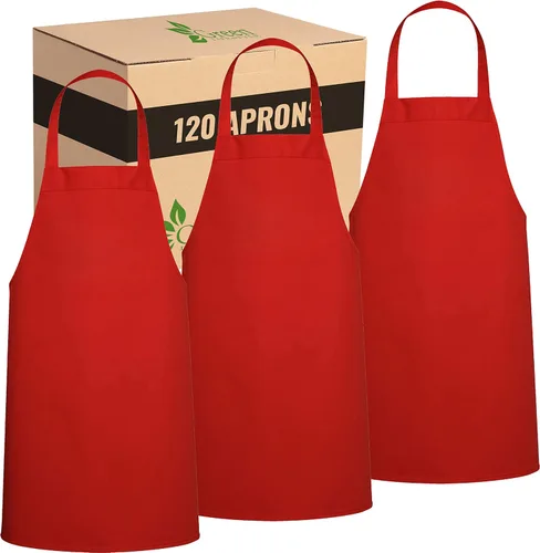 Miniatura 18 de GREEN LIFESTYLE Paquete de 2 delantales de chef con bolsillos, delantales de parrilla para hombres, delantal de cocina impermeable para barbacoa