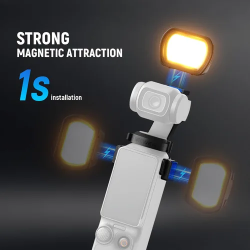Miniatura 4 de NEEWER Basics - Luz auxiliar magnética compatible con DJI OSMO Pocket 3 Gimbal Camera Creator Combo, USB C recargable, mini LED, accesorio