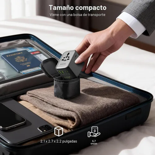 Miniatura 7 de Epicka Pulse Duo - Adaptador de viaje universal de 65 W, adaptador de corriente internacional con PD y QC 3.0 de carga rápida para 2 dispositivos