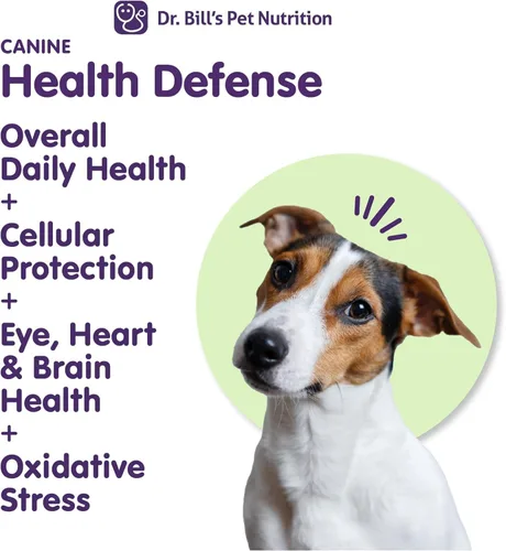 Miniatura 4 de Dr. Bill's Canine Health Defense Suplemento antioxidante para perros con cúrcuma, zinc, ashwagandha, cardo mariano, coenzima Q10 (CoQ10) y Bacopa