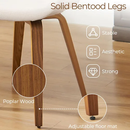 Miniatura 4 de Art Leon Silla de escritorio sin ruedas - Silla moderna de mediados de siglo, silla de escritorio de madera tapizada de tela, silla de oficina