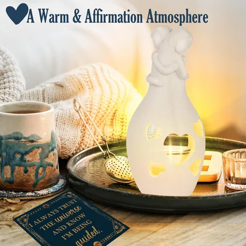 Miniatura 4 de Regalos de cumpleaños para hermanas, estatua de abrazo blanco, portavelas de abrazo con 50 tarjetas de afirmación diarias, regalo motivacional