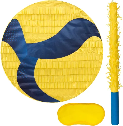 Miniatura 15 de Paquete de piñata de baloncesto de Birchio con venda y bate (13 x 13 x 4 Pulgadas), piñata de balón de fútbol para fiesta de cumpleaños de niños