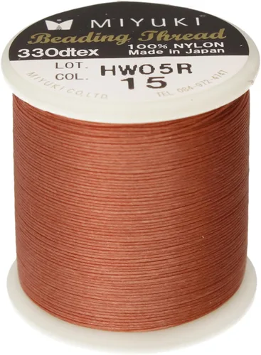 Miniatura 9 de Hilo para abalorios Miyuki – Hilo de nylon previamente encerado para proyectos de enhebrado, carrete de 50 m/55 yardas, color marrón, diámetro