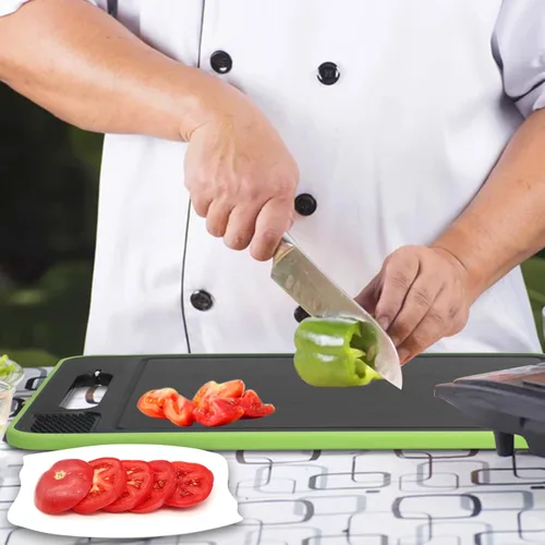 Miniatura 8 de Bandeja de descongelación 2 en 1, tabla de cortar de descongelación con afilador de cuchillos, bandeja de descongelación para carne congelada, tabla