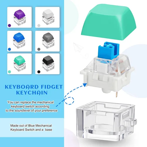 Miniatura 3 de Taiyin - 6 piezas de teclado, teclado clicker, llavero para la ansiedad con botón de descompresión, botón de clicker, juguetes para aliviar el Oscuro