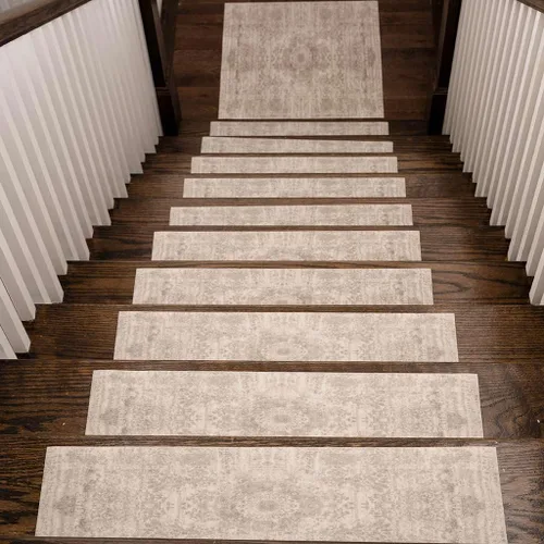 Miniatura 8 de Benissimo, Alfombras antideslizantes para peldaños de escalera, juego de 13 (9 x 32 pulgadas), para peldaños de madera de interior, diseño impreso