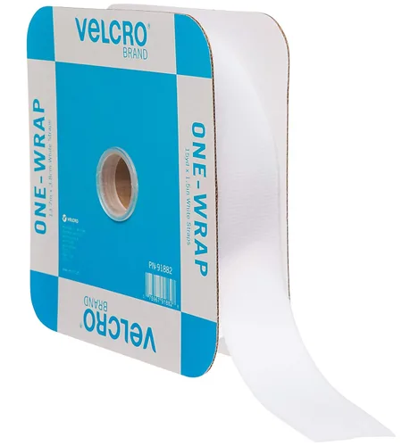 Rollo "One Wrap" de Velcro Brand, para cables. 45 pies x 1.5 pulgadas, rollo grande, color negro, Blanco