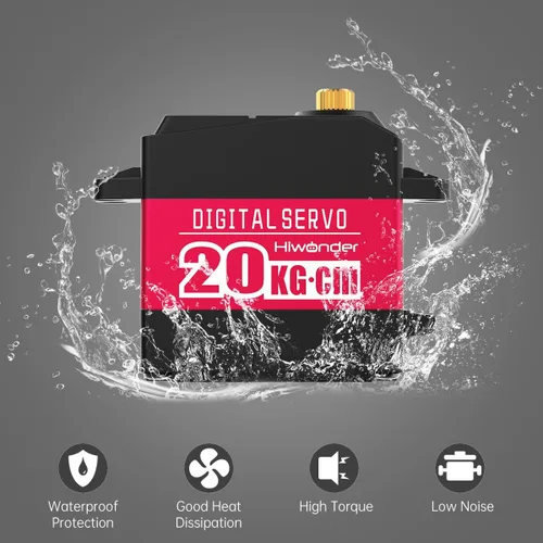 Miniatura 2 de Hiwonder Engranaje completo del metal del motor servo de Digitaces del alto esfuerzo de torsión de 44.1 lbs, impermeable de la caja del metal