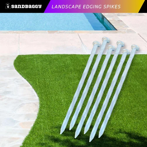 Miniatura 7 de Sandbaggy Estacas galvanizadas de 6 pulgadas para bordes de paisaje, clavos de paisaje en espiral, acero de calibre 7, ideales para suelos rocosos