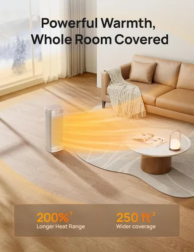 Miniatura 2 de Dreo Calentadores de espacio para uso en interiores, calentadores portátiles de 1500 W de calentamiento rápido con control remoto, grandes Blanco