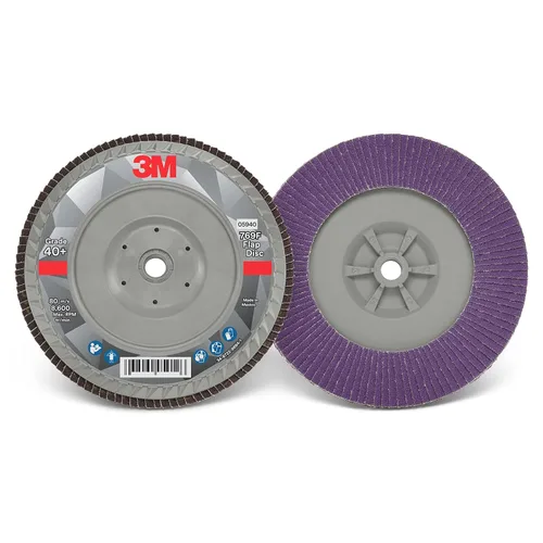 Miniatura 22 de 3M Disco de Solapa 769F, Tipo 27, 80+, 4-1/2 in x 7/8 in, Abrasivo de Alto Rendimiento, Disco de Rectificado y Acabado de Grano Cerámico