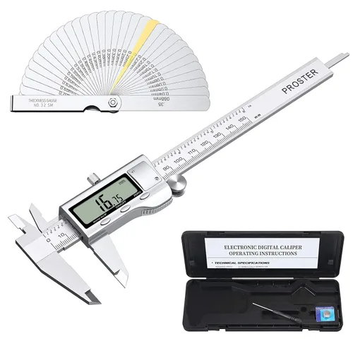 Miniatura 8 de Proster Calibrador Vernier digital de 6 pulgadas, 5.906 in, fracción de pinza electrónica, pinza métrica para longitud, ancho, profundidad, diámetro