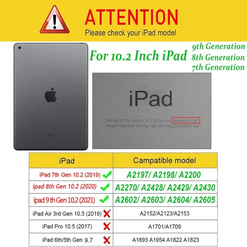 Miniatura 5 de Funda para iPad de 9ª generación (2021)/ iPad de 8ª generación 2020/ iPad de 7ª generación 2019 para fundas de iPad de 10.2 pulgadas, funda