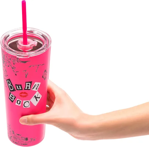 Miniatura 8 de Vaso con aislamiento al vacío de Dragon Glassware x Mean Girls con tapa y pajita - Vaso de 24 onzas con 2 pajitas - Vaso de acero inoxidable