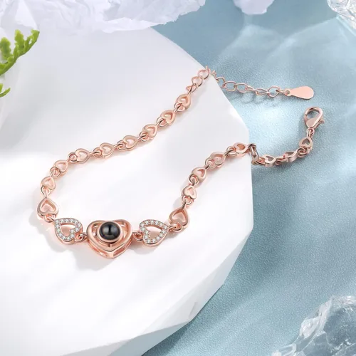 Miniatura 14 de Jeweidea Custom Bracelet with Picture Inside, Personalized Projection Heart Chain Link with Photo, Memorial Gifts for Women