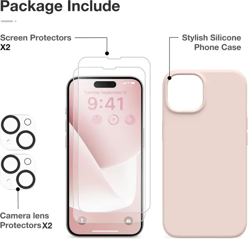 Miniatura 657 de GONEZ Funda de silicona para iPhone 15 Pro Max, compatible con Magsafe, protector de cámara + protector de pantalla, forro de microfibra suave