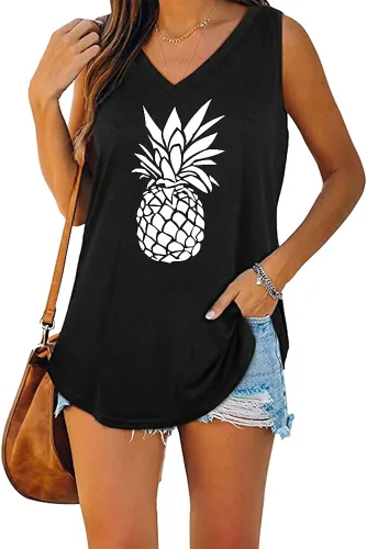 Miniatura 4 de MAGICMK Camiseta sin mangas para mujer, de verano, casual, holgada, cuello en V, básica, para entrenamiento