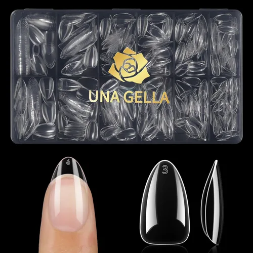 Miniatura 13 de UNA GELLA 504 puntas de uñas cortas de gel de almendra, 504 puntas de uñas cortas de almendra, 12 tamaños, uñas postizas de gel suave acrílico