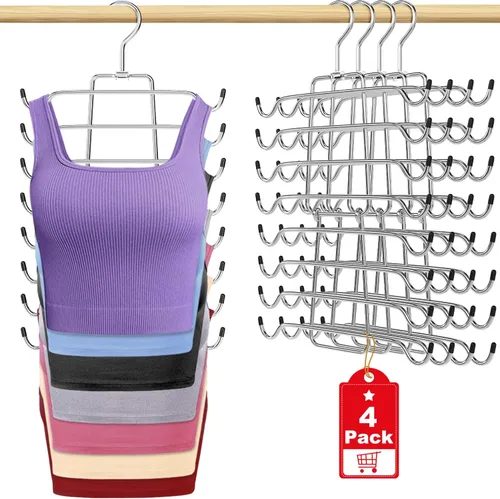 4 perchas para camisetas sin mangas, para ahorrar espacio, organizador de brasieres para armario, organizador de armario de metal giratorio de 360°,