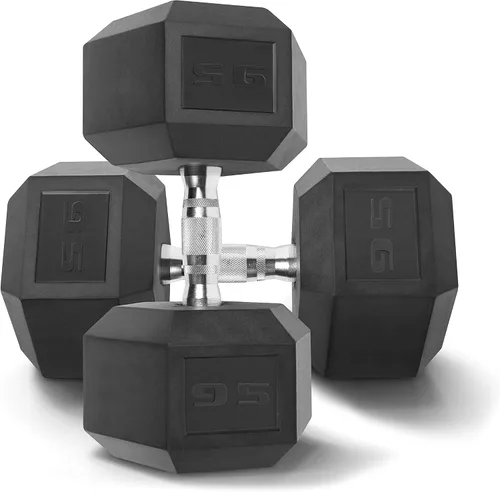 Miniatura 16 de WF Athletic Supply - Par de mancuernas hexagonales de hierro fundido con revestimiento de goma para tonificación muscular, entrenamiento de cuerpo