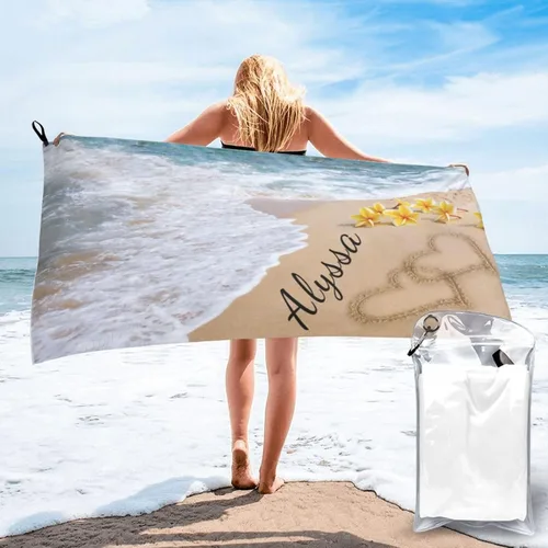 Miniatura 8 de Toallas de playa personalizadas, toalla de playa con nombre personalizado, toalla de baño de microfibra/piscina/playa con un diseño único, secado
