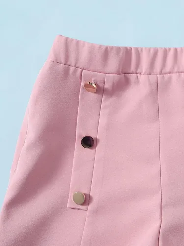 Miniatura 4 de WDIRARA Conjunto de 2 piezas para niña con estampado floral cuello halter y pantalones cortos