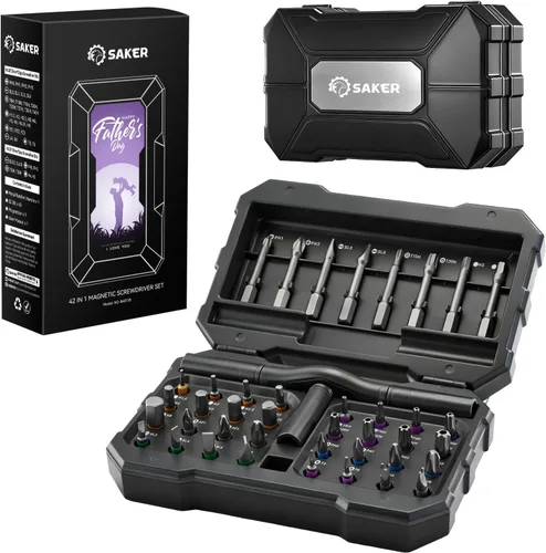 Miniatura 9 de Saker Juego de destornilladores magnéticos 42 en 1 para el día del padre, juego de destornilladores de trinquete de combinación sin múltiples Gris
