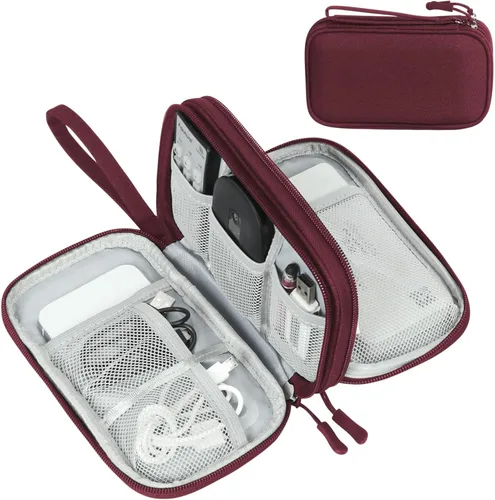 Miniatura 48 de FYY Organizador electrónico, organizador de cables de viaje, bolsa de transporte para accesorios electrónicos, portátil, impermeable, doble capa