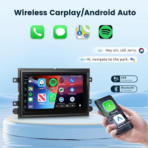 Miniatura 3 de Radio de coche 2G+64G para Ford F150/F250/F350/E250/E350 Edge Fusion Explorer con Carplay Android Auto, 7 pulgadas HD pantalla táctil estéreo