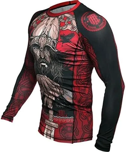 Miniatura 2 de Hardcore Training Camiseta de compresión para hombre, manga larga, Jiu Jitsu, MMA No-Gi, BJJ apretada, capa base de combate