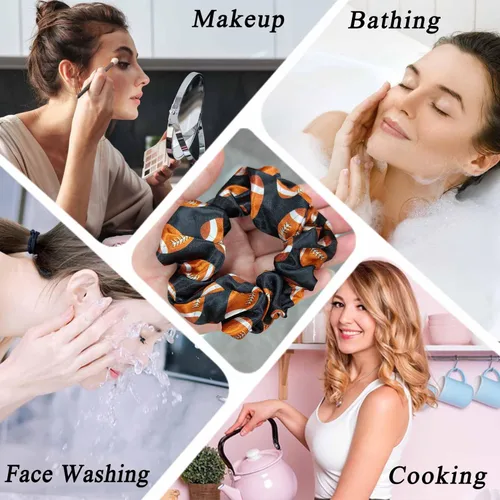 Miniatura 6 de Coleteros de fútbol negros elásticos deportivos para el cabello, bandas elásticas de seda para el cabello, accesorios para el cabello para mujeres