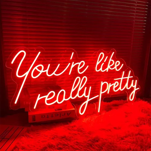 Miniatura 2 de Letrero LED de neón “You are like really pretty” Acrílico transparente Atenuadores Para interiores/cuartos/bar/telón de fondo Rojo