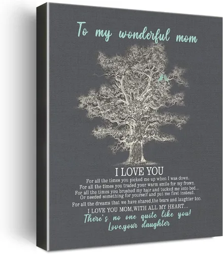 Miniatura 9 de Wailozco Decoración de pared para mamá, con texto en inglés "To Dear Mom", impresiones en lienzo enmarcadas, regalos para madre de hija