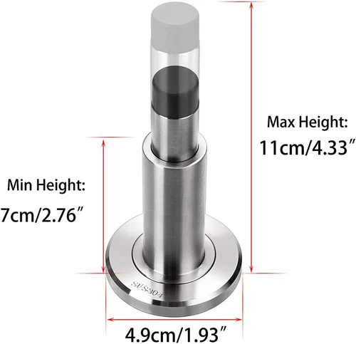 Miniatura 3 de Sumnacon Tope de puerta ajustable y resistente, tope de puerta moderno de acero inoxidable con amortiguador de goma, tope de puerta de metal montado